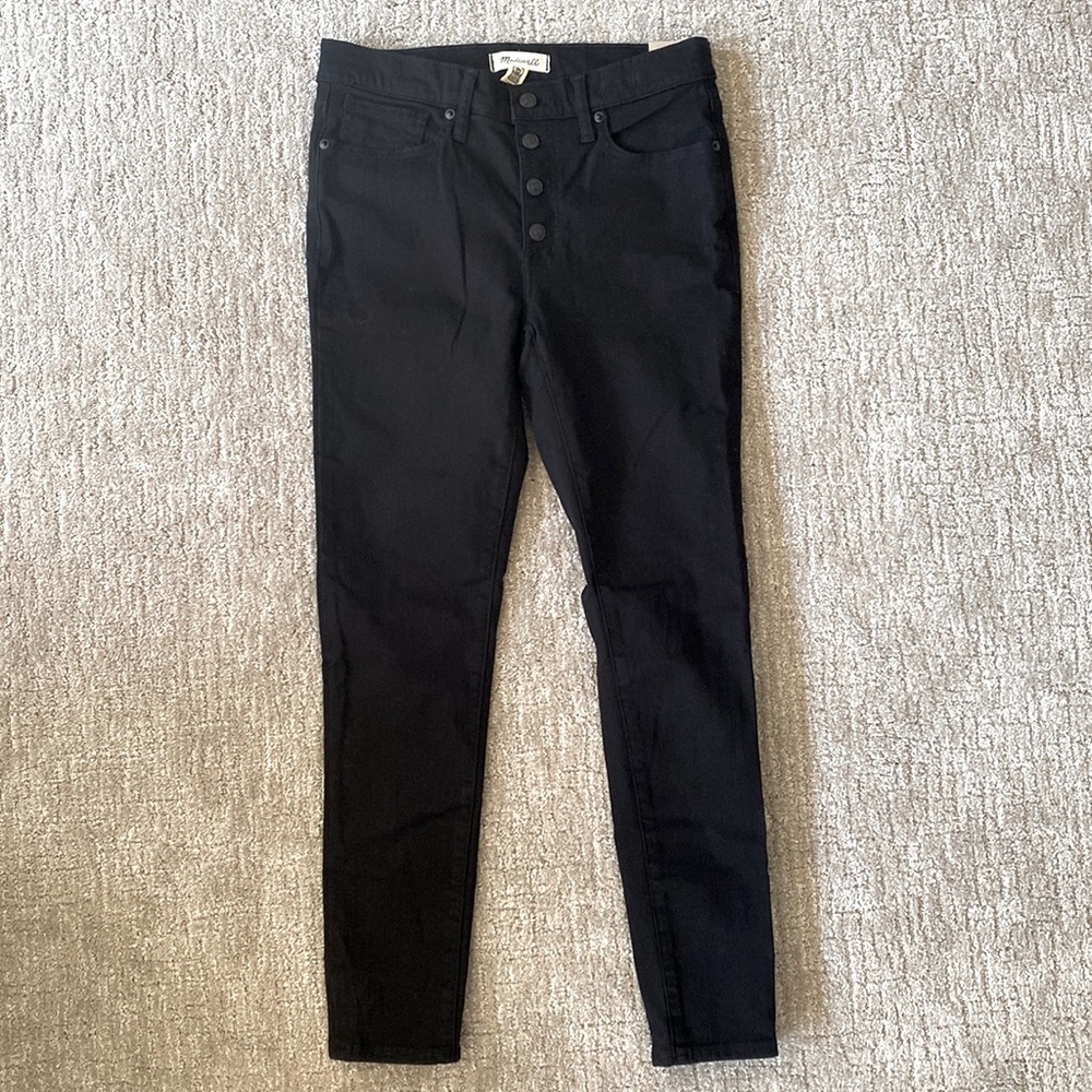 Madewell Button Front Mid Rise Black Skinny Jeans